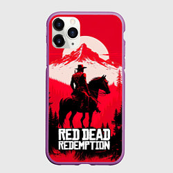 Чехол iPhone 11 Pro матовый Red Dead Redemption, mountain, цвет: 3D-фиолетовый