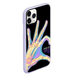 Чехол iPhone 11 Pro матовый Сердечко левой рукой - неоновый рентген, цвет: 3D-светло-сиреневый — фото 2