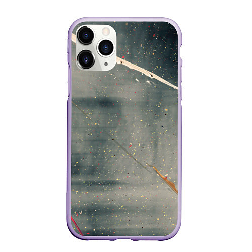 Чехол iPhone 11 Pro матовый Серый туман и красные, оранжевые, белые мазки крас / 3D-Светло-сиреневый – фото 1