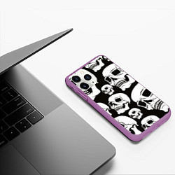 Чехол iPhone 11 Pro матовый Паттерн из черепов, цвет: 3D-фиолетовый — фото 2