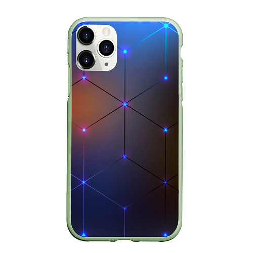 Чехол iPhone 11 Pro матовый Космические треугольники / 3D-Салатовый – фото 1