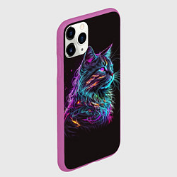 Чехол iPhone 11 Pro матовый Неоновая кошечка, цвет: 3D-фиолетовый — фото 2
