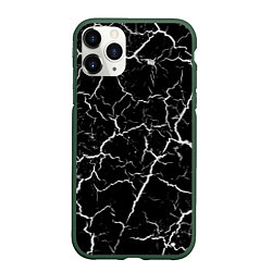 Чехол iPhone 11 Pro матовый Треснувшая текстура, цвет: 3D-темно-зеленый