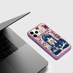 Чехол iPhone 11 Pro матовый Уэнсдей Аддамс в стиле готического тату, цвет: 3D-фиолетовый — фото 2