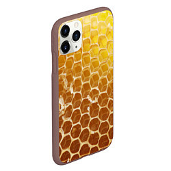 Чехол iPhone 11 Pro матовый Текстура - соты улья, цвет: 3D-коричневый — фото 2