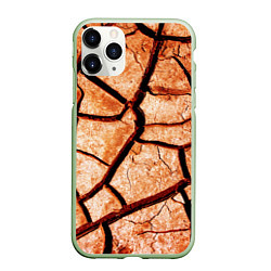 Чехол iPhone 11 Pro матовый Треснувшая земля, цвет: 3D-салатовый