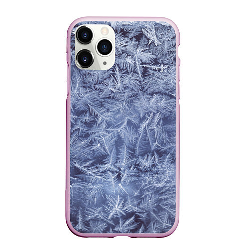 Чехол iPhone 11 Pro матовый Текстура снежинок / 3D-Розовый – фото 1