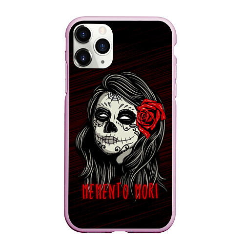 Чехол iPhone 11 Pro матовый Санта Муэрте - Memento Mori / 3D-Розовый – фото 1