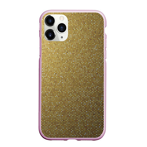 Чехол iPhone 11 Pro матовый Текстура золотой ткани / 3D-Розовый – фото 1