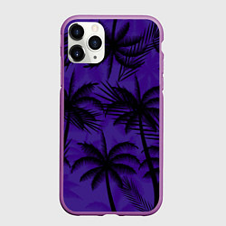 Чехол iPhone 11 Pro матовый Пальмы в ночи