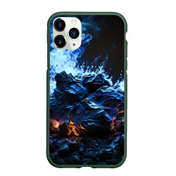 Чехол iPhone 11 Pro матовый Огонь и неоновый дым, цвет: 3D-темно-зеленый
