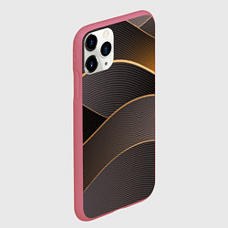 Чехол iPhone 11 Pro матовый Золотой линейный фон, цвет: 3D-малиновый — фото 2