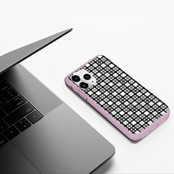 Чехол iPhone 11 Pro матовый Черно-белый геометрический мелкий узор, цвет: 3D-розовый — фото 2