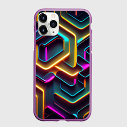 Чехол iPhone 11 Pro матовый Неоновый узор на стене