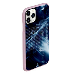Чехол iPhone 11 Pro матовый Тёмно-ледяной фон и бесконечный код, цвет: 3D-розовый — фото 2