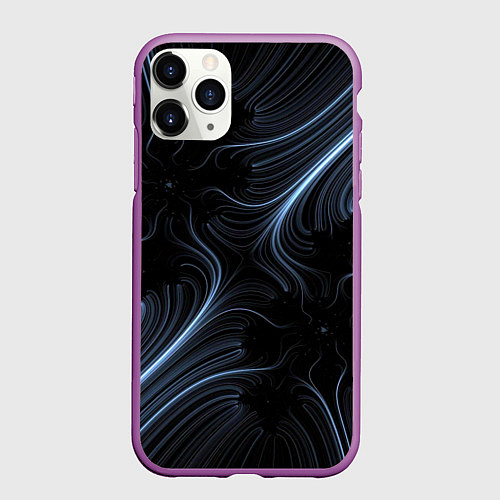 Чехол iPhone 11 Pro матовый Размытые серые краски / 3D-Фиолетовый – фото 1