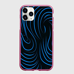 Чехол iPhone 11 Pro матовый Волны в стиле зебра, цвет: 3D-малиновый