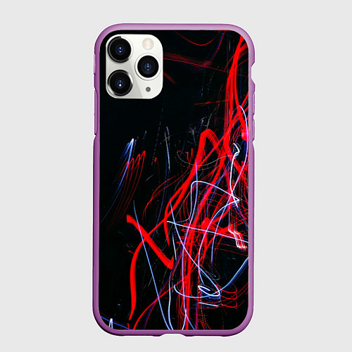 Чехол iPhone 11 Pro матовый Дым искры цветные / 3D-Фиолетовый – фото 1