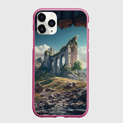 Чехол iPhone 11 Pro матовый Руины от нейросети, цвет: 3D-малиновый