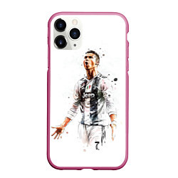 Чехол iPhone 11 Pro матовый CR 7 Juventus, цвет: 3D-малиновый