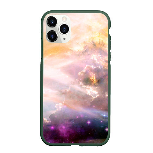 Чехол iPhone 11 Pro матовый Аморфное абстрактное космическое красочное небо / 3D-Темно-зеленый – фото 1
