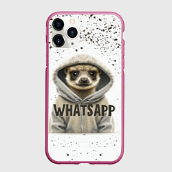Чехол iPhone 11 Pro матовый Meerkats whatsapp, цвет: 3D-малиновый