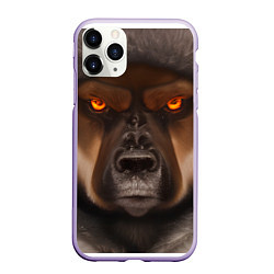 Чехол iPhone 11 Pro матовый Тещин медведь, цвет: 3D-светло-сиреневый