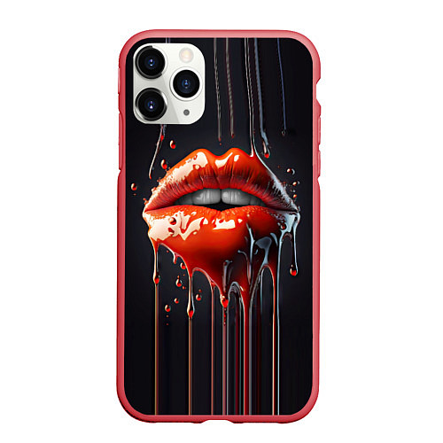 Чехол iPhone 11 Pro матовый Сладкие красные губы / 3D-Красный – фото 1