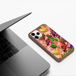 Чехол iPhone 11 Pro матовый Райские цветы, цвет: 3D-коричневый — фото 2