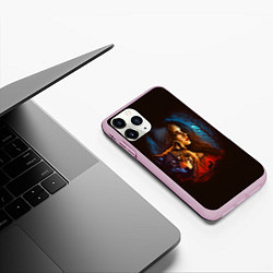 Чехол iPhone 11 Pro матовый Волк и девушка, цвет: 3D-розовый — фото 2
