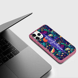 Чехол iPhone 11 Pro матовый Magnificent Великолепная цветы, цвет: 3D-малиновый — фото 2