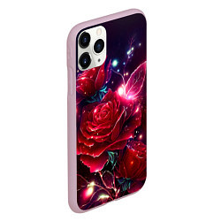 Чехол iPhone 11 Pro матовый Розы с огоньками, цвет: 3D-розовый — фото 2