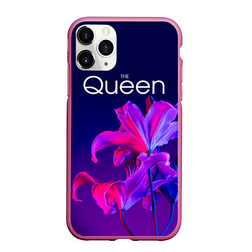 Чехол iPhone 11 Pro матовый The Queen Королева и цветы / 3D-Малиновый – фото 1