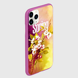 Чехол iPhone 11 Pro матовый Ветка цветущей яблони акварель, цвет: 3D-фиолетовый — фото 2