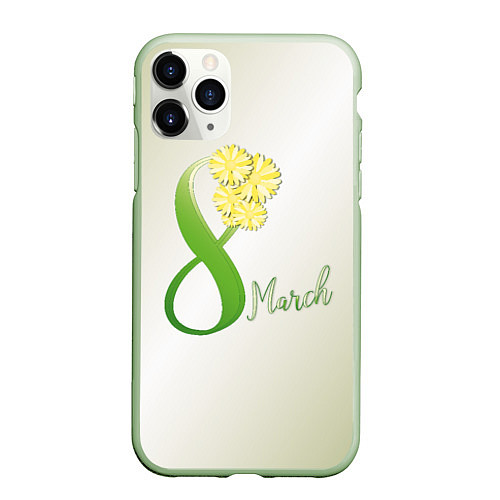 Чехол iPhone 11 Pro матовый Восьмерка в ромашках / 3D-Салатовый – фото 1