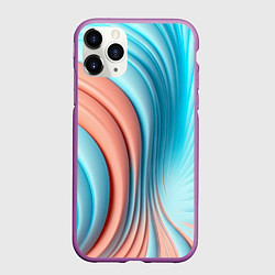 Чехол iPhone 11 Pro матовый Кораллово-голубая абстрактная волна, цвет: 3D-фиолетовый