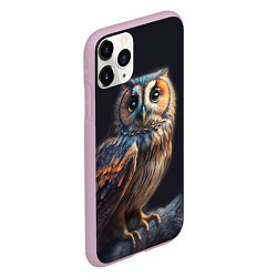 Чехол iPhone 11 Pro матовый Сова на ветке, портрет, цвет: 3D-розовый — фото 2