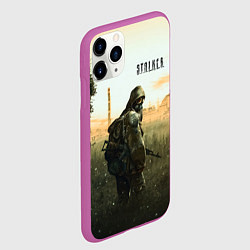 Чехол iPhone 11 Pro матовый STALKER Одиночка утром на ЧАЭС, цвет: 3D-фиолетовый — фото 2