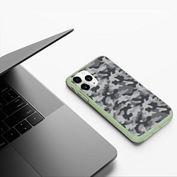 Чехол iPhone 11 Pro матовый Городской серый камуфляж, цвет: 3D-салатовый — фото 2