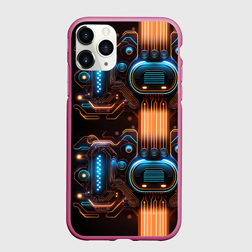Чехол iPhone 11 Pro матовый Силовой электрический доспех / 3D-Малиновый – фото 1