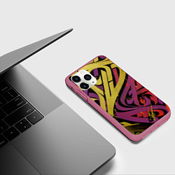 Чехол iPhone 11 Pro матовый Calligraphic style, цвет: 3D-малиновый — фото 2