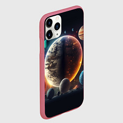 Чехол iPhone 11 Pro матовый Ппланеты и космос от нейросети, цвет: 3D-малиновый — фото 2