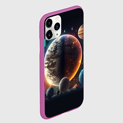Чехол iPhone 11 Pro матовый Ппланеты и космос от нейросети, цвет: 3D-фиолетовый — фото 2