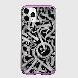 Чехол iPhone 11 Pro матовый Черно-белая каллиграфия, цвет: 3D-фиолетовый