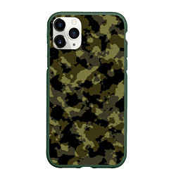 Чехол iPhone 11 Pro матовый Тропический камуфляж, цвет: 3D-темно-зеленый