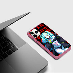 Чехол iPhone 11 Pro матовый Ребекка на красных иероглифах, цвет: 3D-малиновый — фото 2