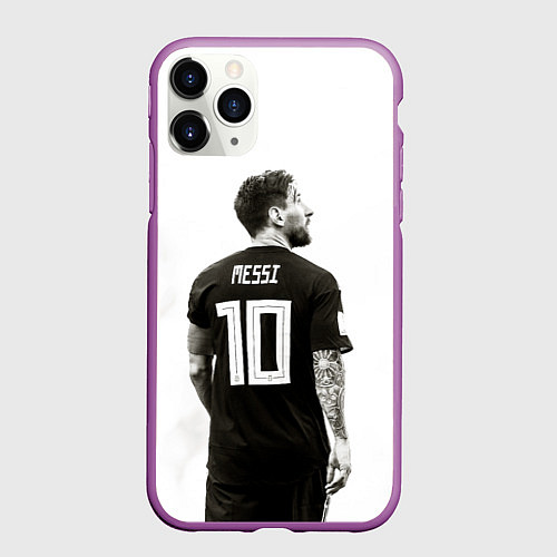Чехол iPhone 11 Pro матовый 10 Leo Messi / 3D-Фиолетовый – фото 1