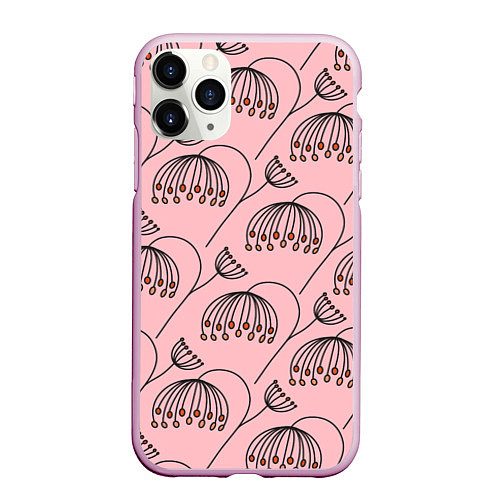 Чехол iPhone 11 Pro матовый Цветы в стиле бохо на пудрово-розовом фоне / 3D-Розовый – фото 1