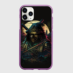 Чехол iPhone 11 Pro матовый Ночной самурай, цвет: 3D-фиолетовый