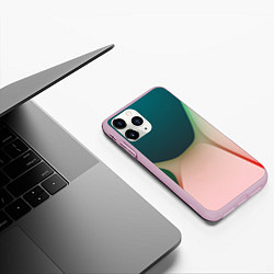Чехол iPhone 11 Pro матовый Абстрактные зелёные и розовые пластины, цвет: 3D-розовый — фото 2